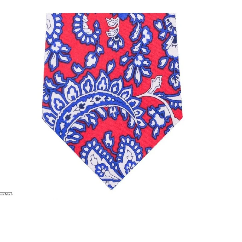 best wedding tie colors-Tommy Hilffiger Men's Central Paisley Silk Tie Red One Size