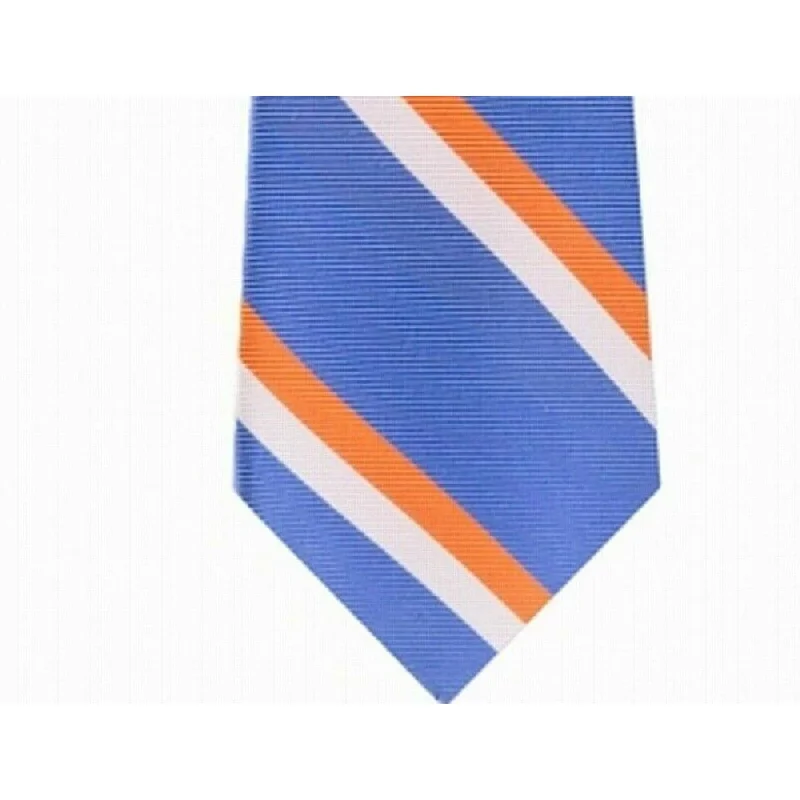 best silk ties for weddings-Tommy Hilfiger Light Blue Orange White Stripe Tie One Size - One Size