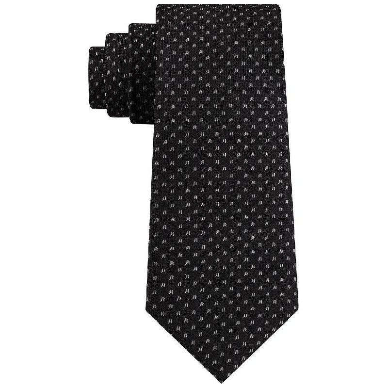 stylish wedding necktie sets-Tommy Hilfiger Men's Bird Eye Tie Black Size Regular