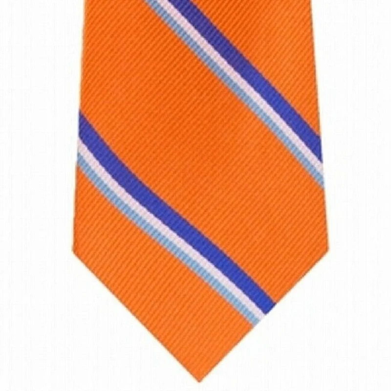 multi-pack necktie options-Tommy Hilfiger Men's Bronx Stripe Silk Tie Orange One Size