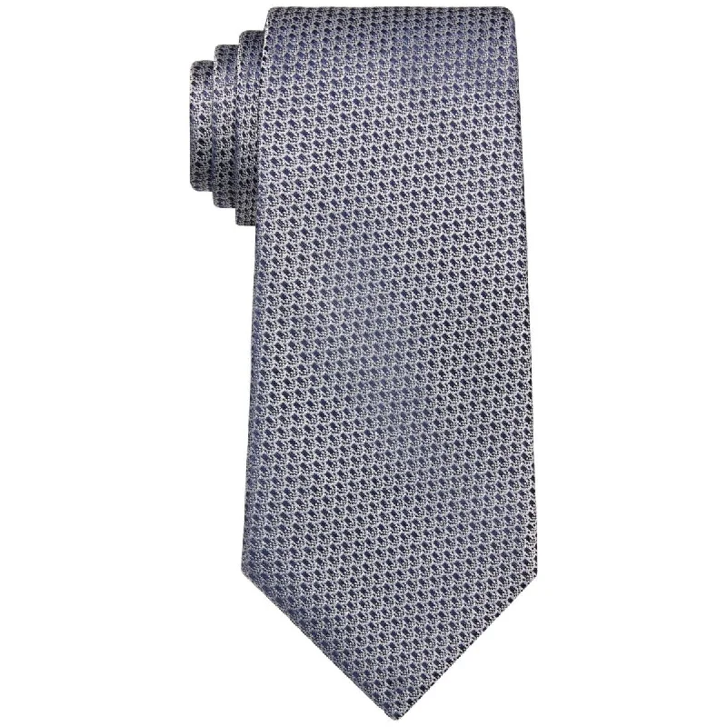 stylish long neckties-Tommy Hilfiger Men's Chainlink Textured Tie Blue Size Regular