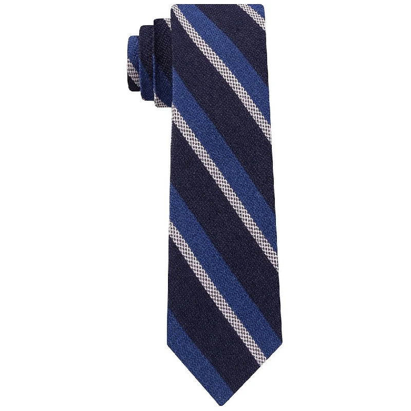 custom neckties for men-Tommy Hilfiger Men's Slim Textured Stripe Tie Navy Size Regular