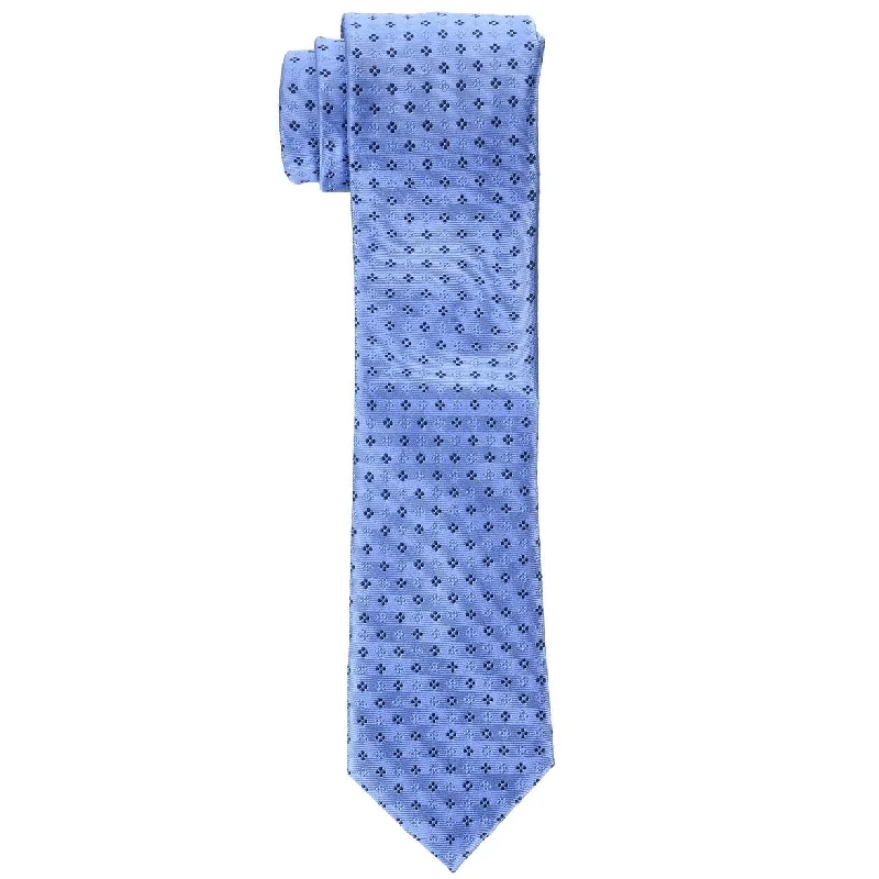 premium silk neckties-Tommy Hilfiger Men's Square Neat Tie Blue Size Regular