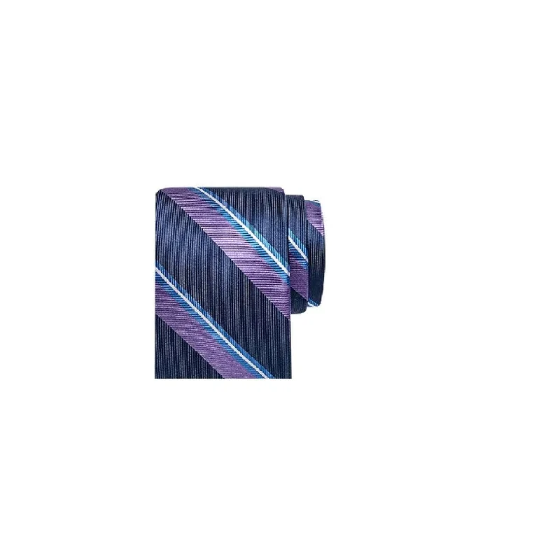 neckties for corporate attire-Tommy Hilfiger Men's Village Classic Stripe Tie Purple Size Regular