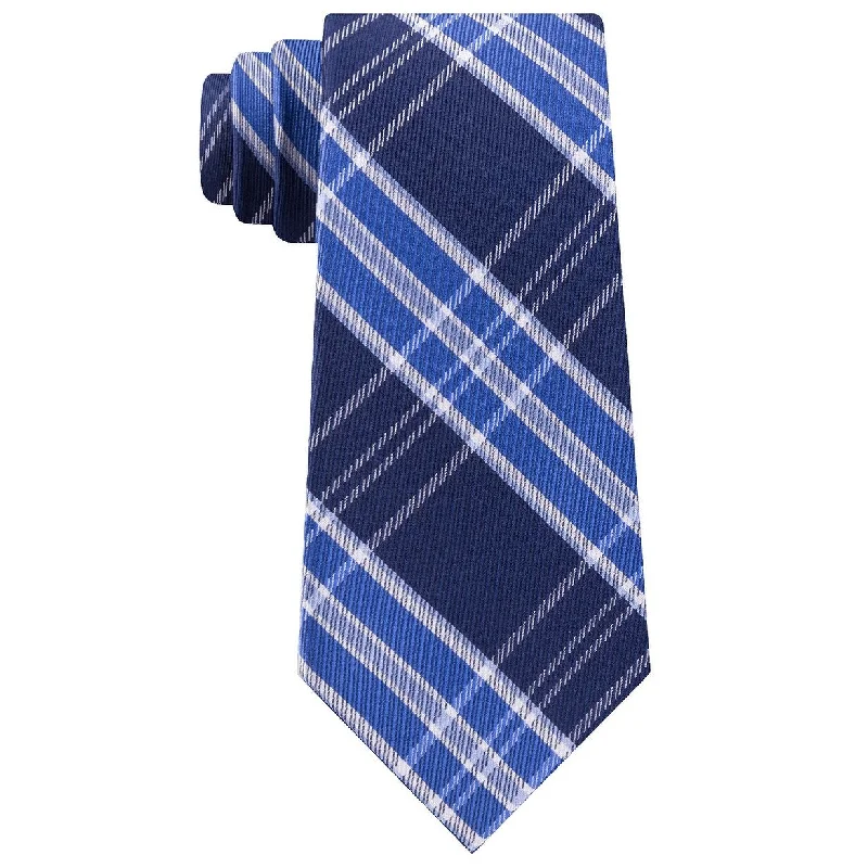 men's professional silk ties-Tommy Hilfiger Men's Vincent Plaid Tie Navy Size Regular - One Size