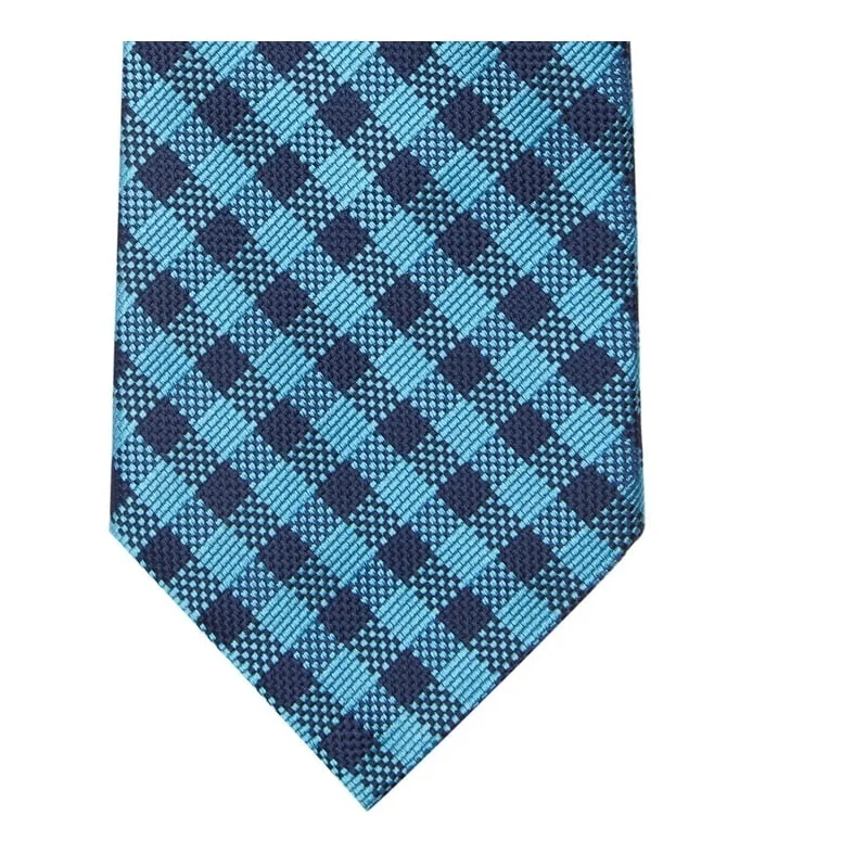 multi-pack neckties for men-Tommy Hilfiger Men's Willard Gingham Tie Blue Size Regular