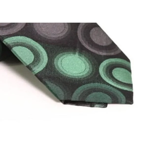 casual work ties-Van Heusen Men's One Geometric Circle Silk Neck Tie Black Regular