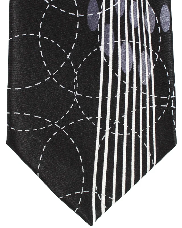 silk neckties with unique designs-Vitaliano Pancaldi Silk Tie Black Gray Geometric SALE