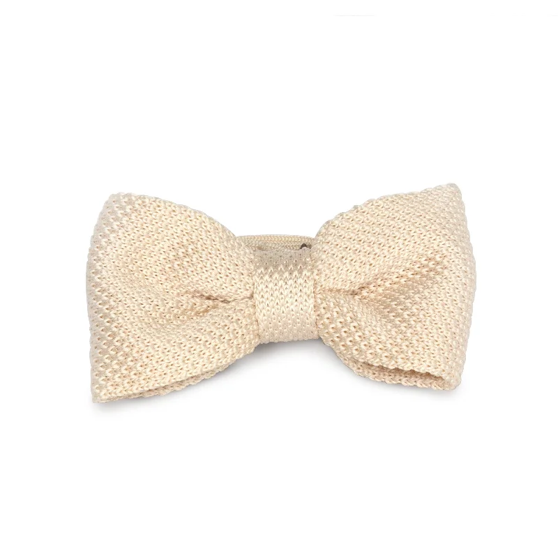 soft touch neckties-Kids Knit Bow Tie - White Cream