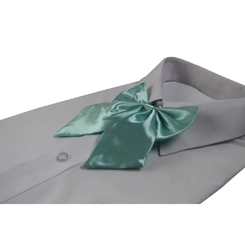 modern patterned ties-Womens Plain Arctic Blue Shirt Collar Bow Tie