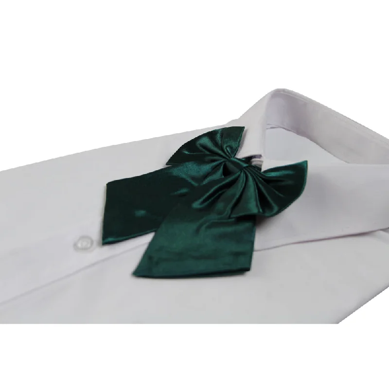 unique color ties for men-Womens Plain Bottle Green Shirt Collar Bow Tie