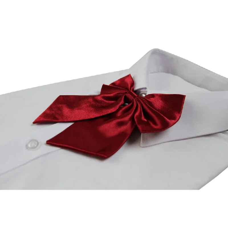 casual work ties-Womens Plain Maroon Shirt Collar Bow Tie