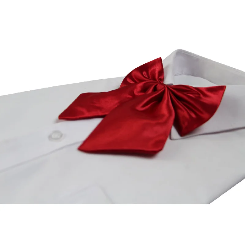 professional designer neckties-Womens Plain Red Shirt Collar Bow Tie