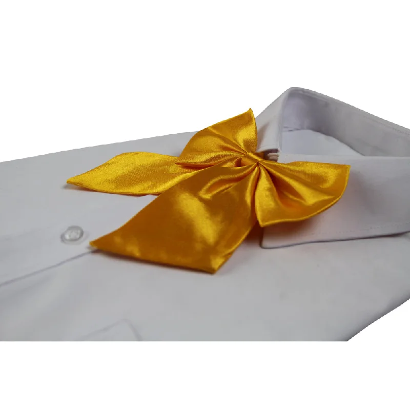 men's business silk ties-Womens Plain Warm Yellow Shirt Collar Bow Tie