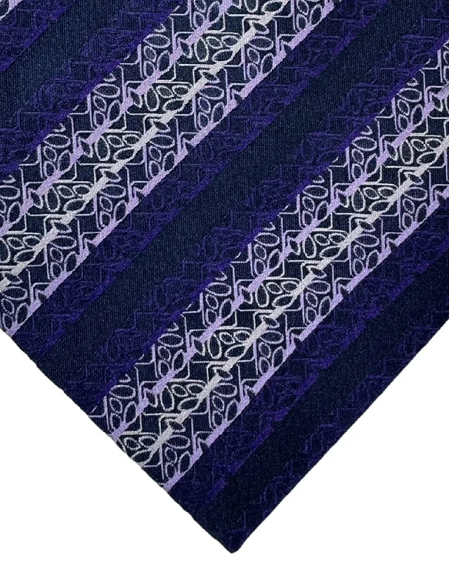 men's tie styles for 2025-Zilli Extra Long Tie Purple Pink Stripes