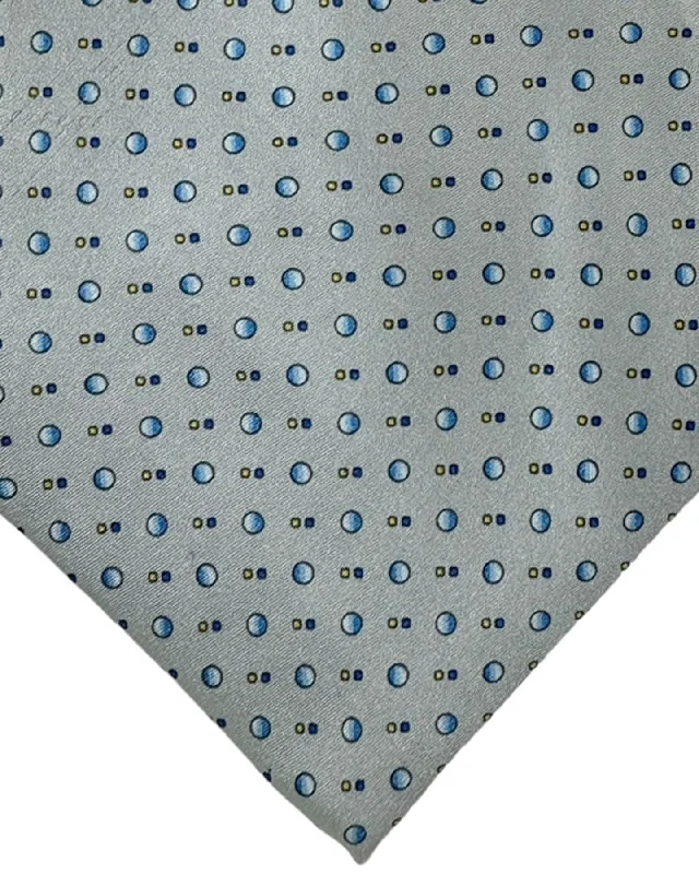 elegant neckties for office wear-Zilli Silk Tie Gray Blue Micro Pattern Design - Wide Necktie