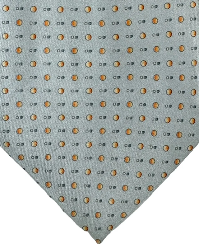 tie bundles for men-Zilli Silk Tie Gray Orange Micro Pattern Design - Wide Necktie