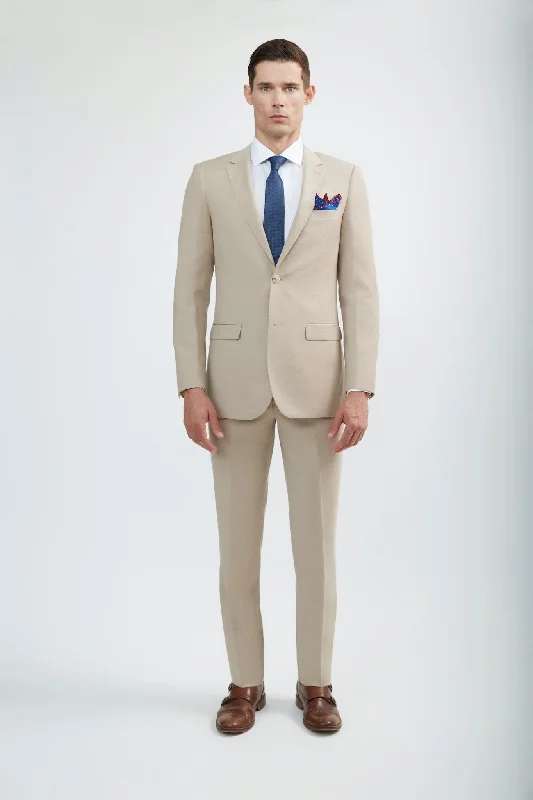 Men's casual tuxedo suit -100% Merino Wool Beige Suit