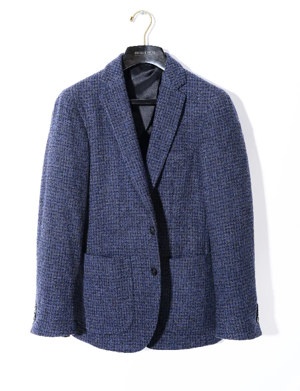 Men's long suit jacket -BKT35 Unstructured Jacket in 14.5 Micron Lofted Wool & Silk - Inverno Blue