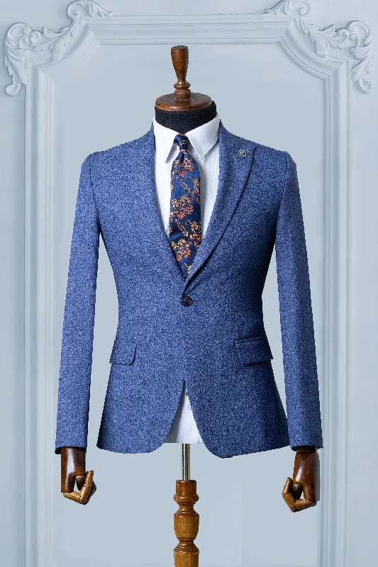 Men's business dress suit -BLUE SILK BLAZER