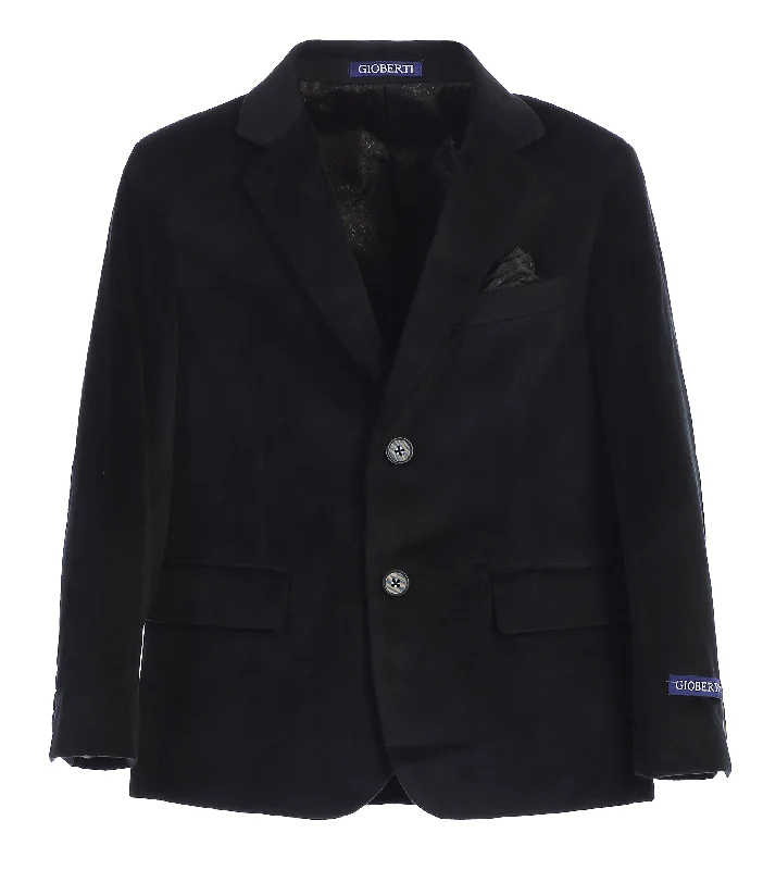 Men's suit jacket -Boy's Formal Velvet Blazer with Designed Buttons