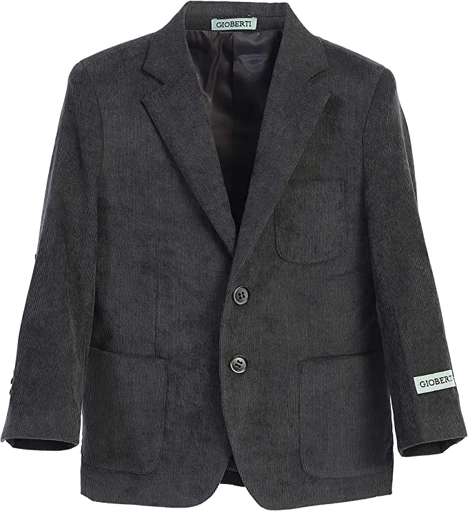 Men's suit and tie combo -Boy's Kids Corduroy Blazer - Charcoal