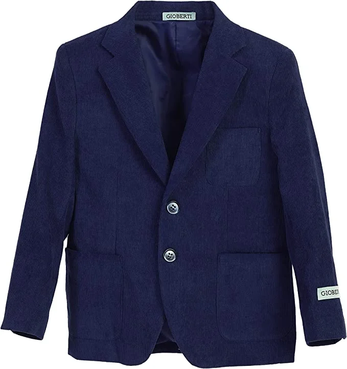 Men's suit for birthday -Boy's Kids Corduroy Blazer - Navy