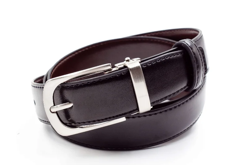 men’s formal leather belt -Mens Black Leather Belt - Clasp Buckle