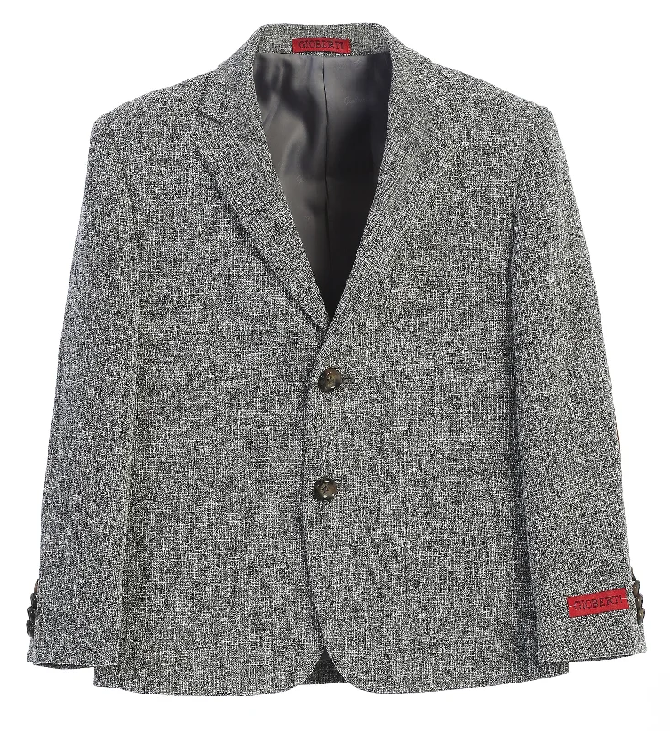 Men's coat and suit set -Boy's Lightweight Formal Tweed Blazer Jacket