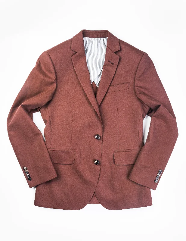 Men's soft fabric suit -FINAL SALE: BKT50 Tailored Jacket in Herringbone Wool/Cotton - Brick