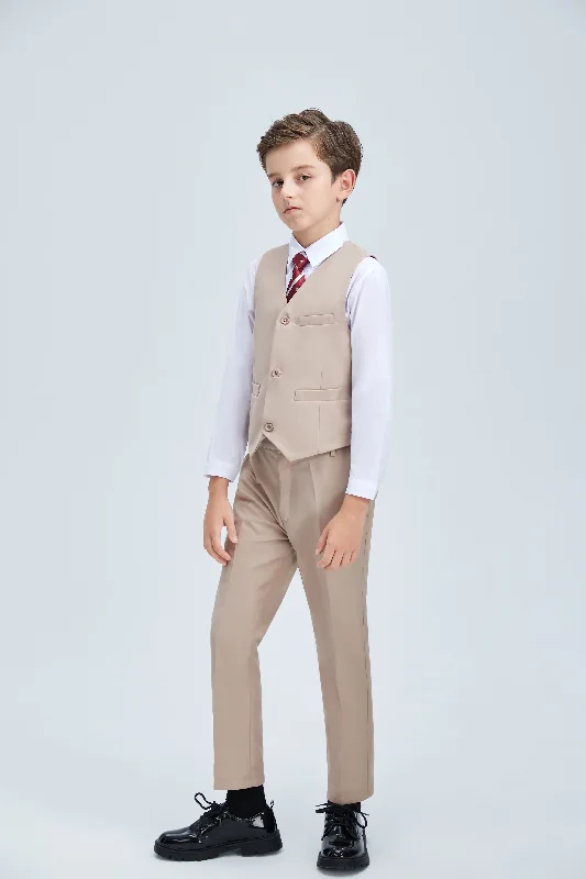 Men's wedding black tie suit -Champagne Classic 4 Piece Boys Suits With Vest+Pants+Shirt+Tie