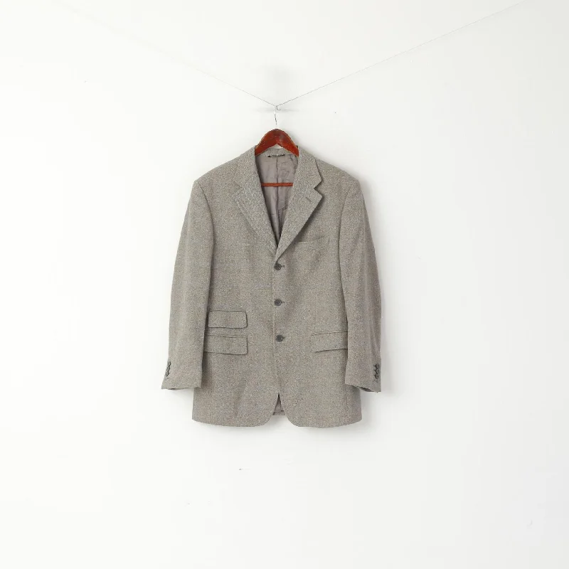 Men's dark brown suit -Maurizio Santini Men 48 38 Blazer Gray Wool Herringbone Made in Italy Jacket