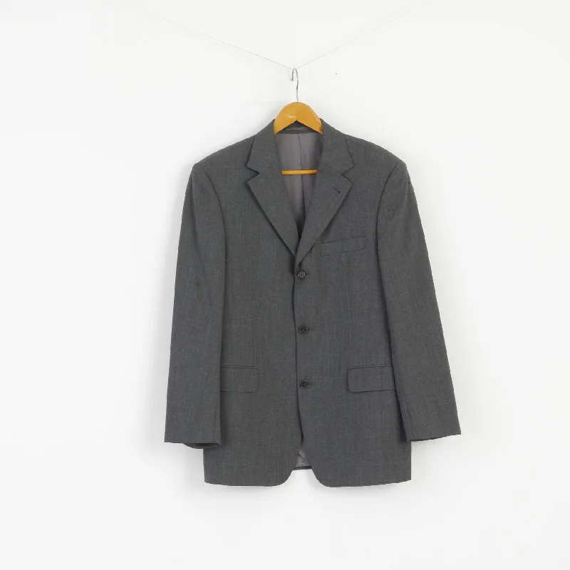 Men's suit with vest -HUGO BOSS Men 50 40 Blazer Grey 100%  Wool Da Vinci Style Single Breasted Jacket