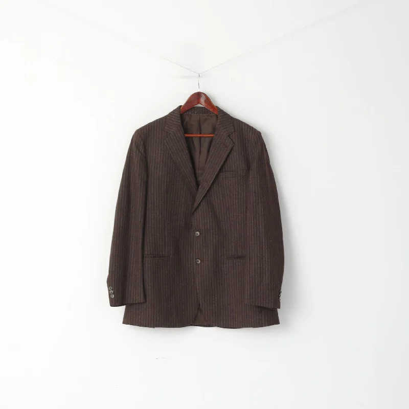 Men's lightweight tuxedo -Centaur Men 44 Blazer Brown Striped British Drummond New Wool Single Breasted Jacket