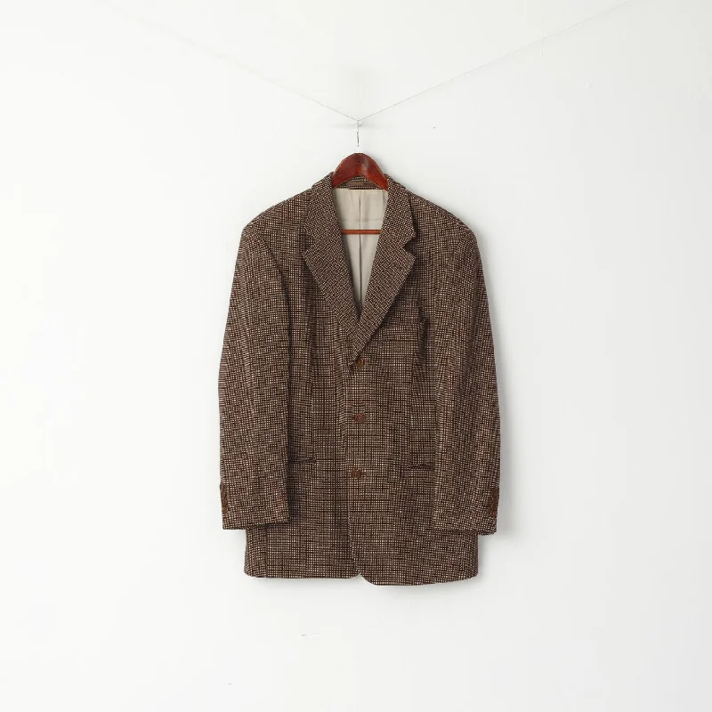 Three-piece suit for men -Hugo Boss Men 40 50 Blazer Brown Einstein Wool Look Mr Single Breasted Jacket