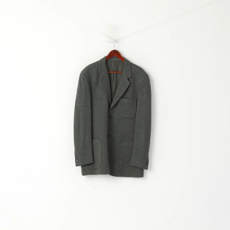 Men's high-end tuxedo jacket -Paul Costelloe Men 42 52 Blazer Gray Wool Plain Classic Single Breasted Jacket