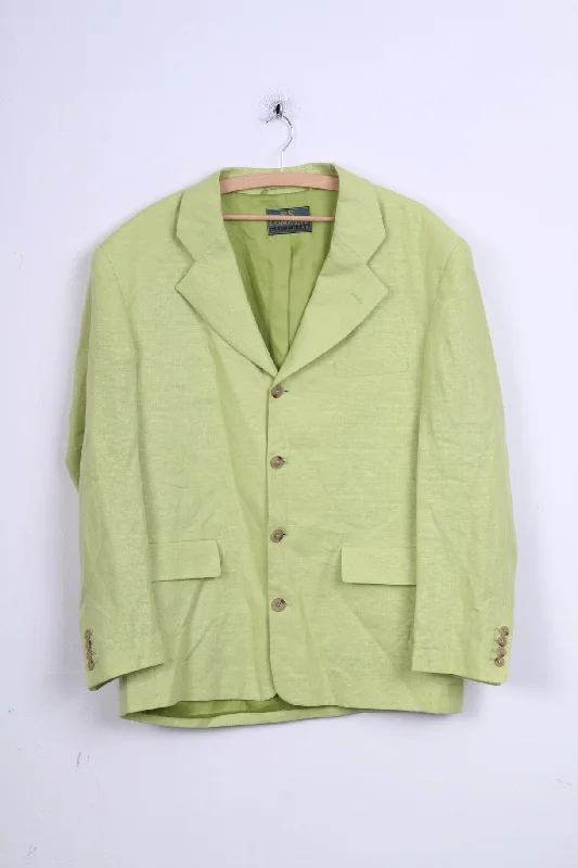 Three-piece suit for men -P.S. Company Mens 50 L Jacket Lime Blazer Linen Single Breasted