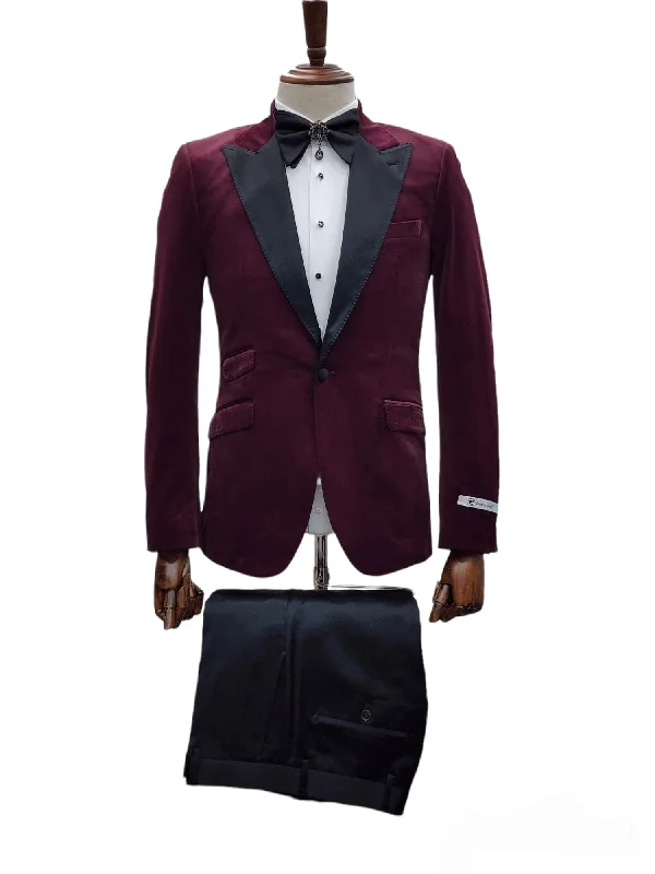 Men's classic three-piece suit -GTX1P-1925 BURGUNDY