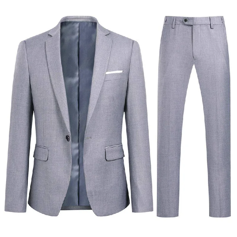 Best fabric for men's suits -YFFUSHI Slim Fit 2 Piece Suit for Men One Button Casual/Formal Tuxedo Light Gray