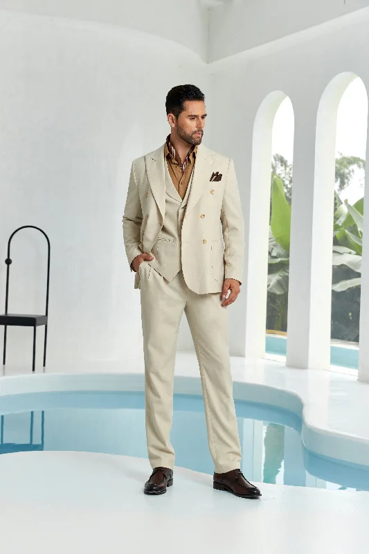 Men's outdoor suits -Designer Style New Beach Wedding Summer 3 Pieces Men Suits