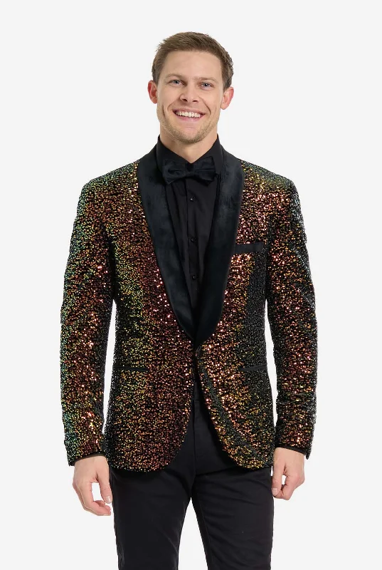 Lightweight men's suits -Dinner Jacket - Amber Sequins | Sequin blazer