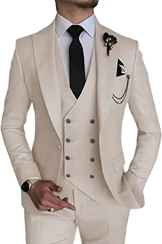 Men's lightweight business suit -Stylish Peak Lapel Double Breasted One Button 3 Piece Men's Suit