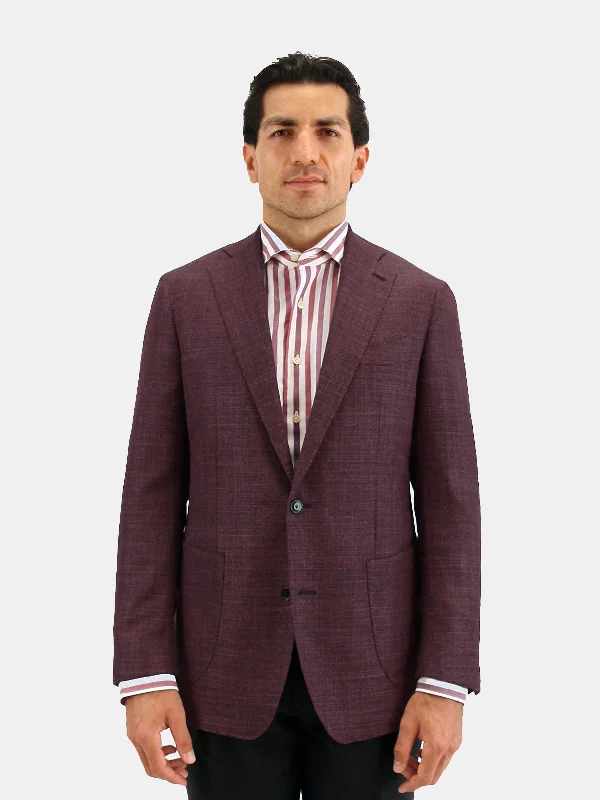 Men's suit for gala -Lago Blazer Wool & Silk Basketweave Grape