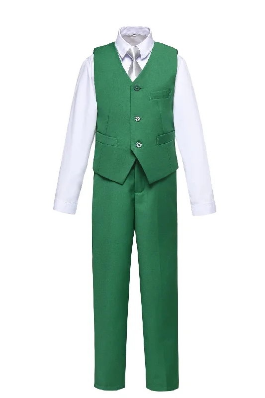 Slim fit men's trousers -Green 2 Piece Kids Boys' Vest and Pants Dress Suits Set