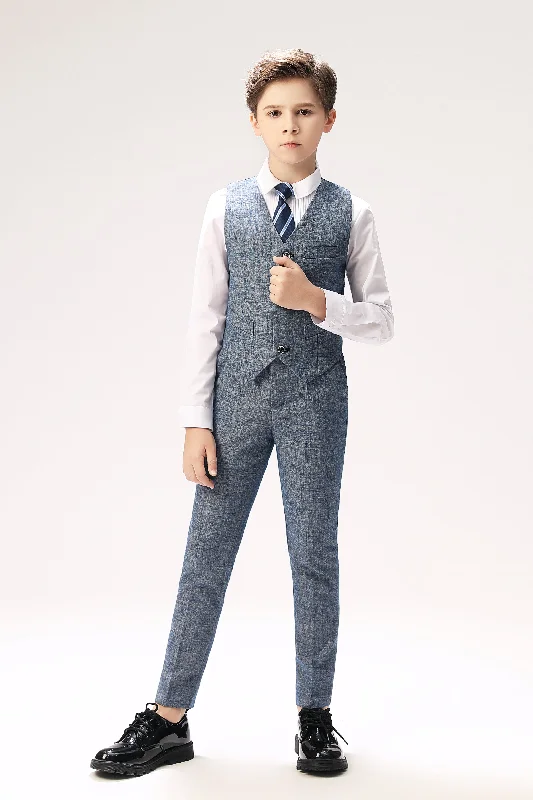 Men's tuxedo with satin lapel -Grey Formal 4 Piece Boys Suits