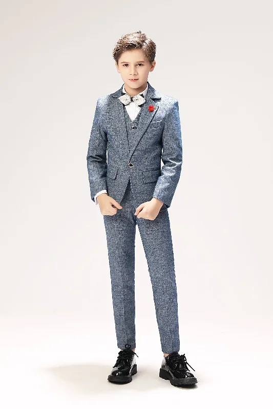 Best fit suit for men -Grey Formal 5 Piece Boys Suits