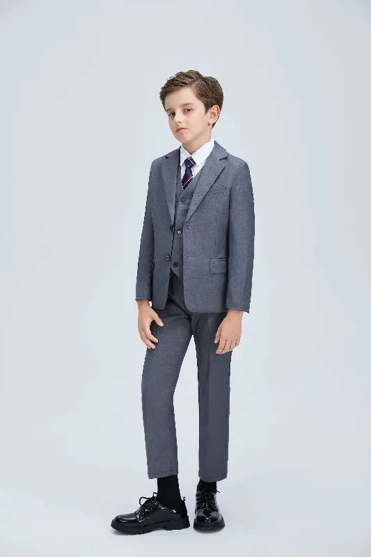 Lightweight men's suits -Grey Formal Classic 5 Piece Boys Suits