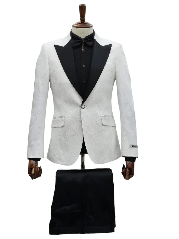 Luxury men's suits -GT1PX-D566 WHITE-BLACK