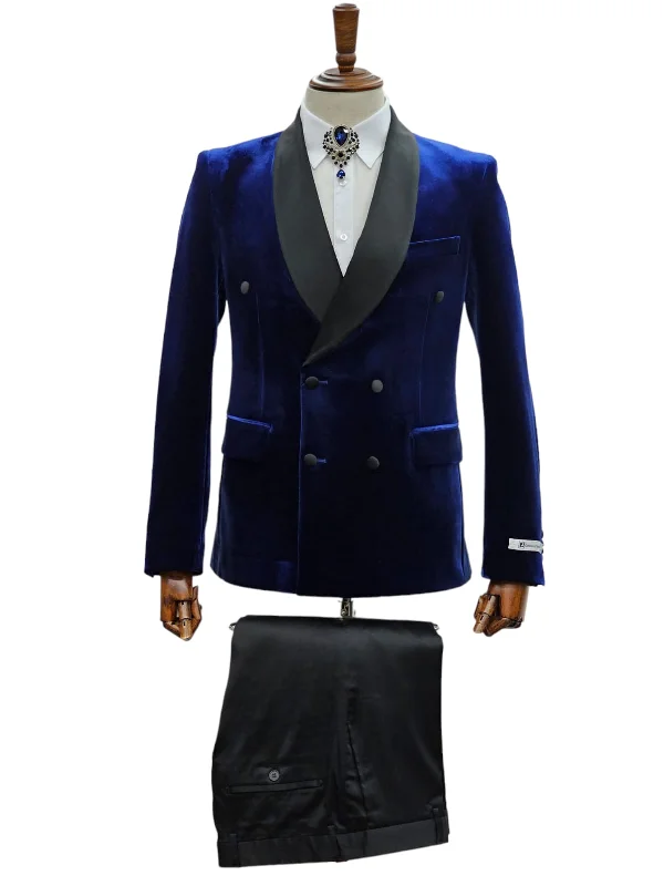 Men's suit in velvet -GT6DBSX-0115 NAVY