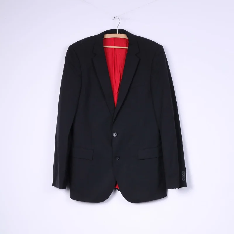 Men's suit with modern details -Hugo Boss Men 98 40 Blazer Jacket Single Breasted Black Amaro/Helse Wool